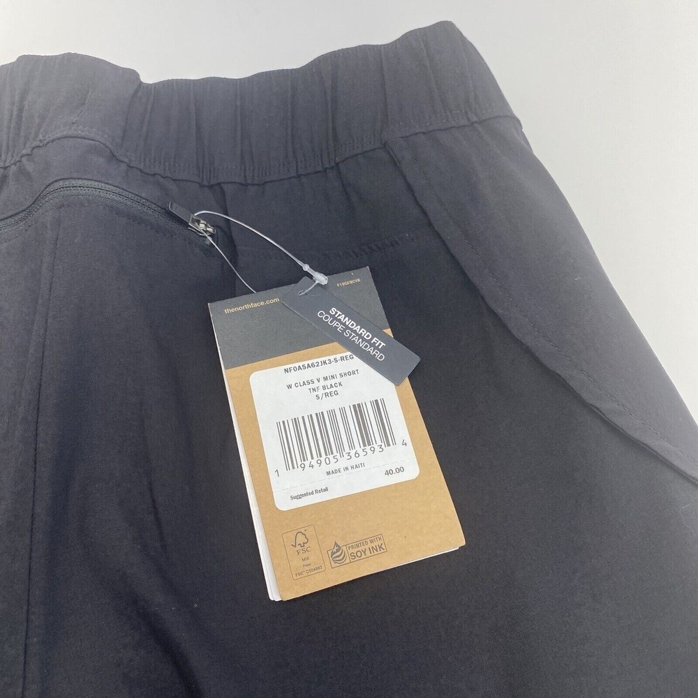 The North Face Women's Class V Mini Shorts Size S Black Drawstring Pocket New - Picture 13 of 16